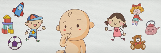 En esta imagen se ven un niño y una niña con juguetes asignados según su género al nacer.